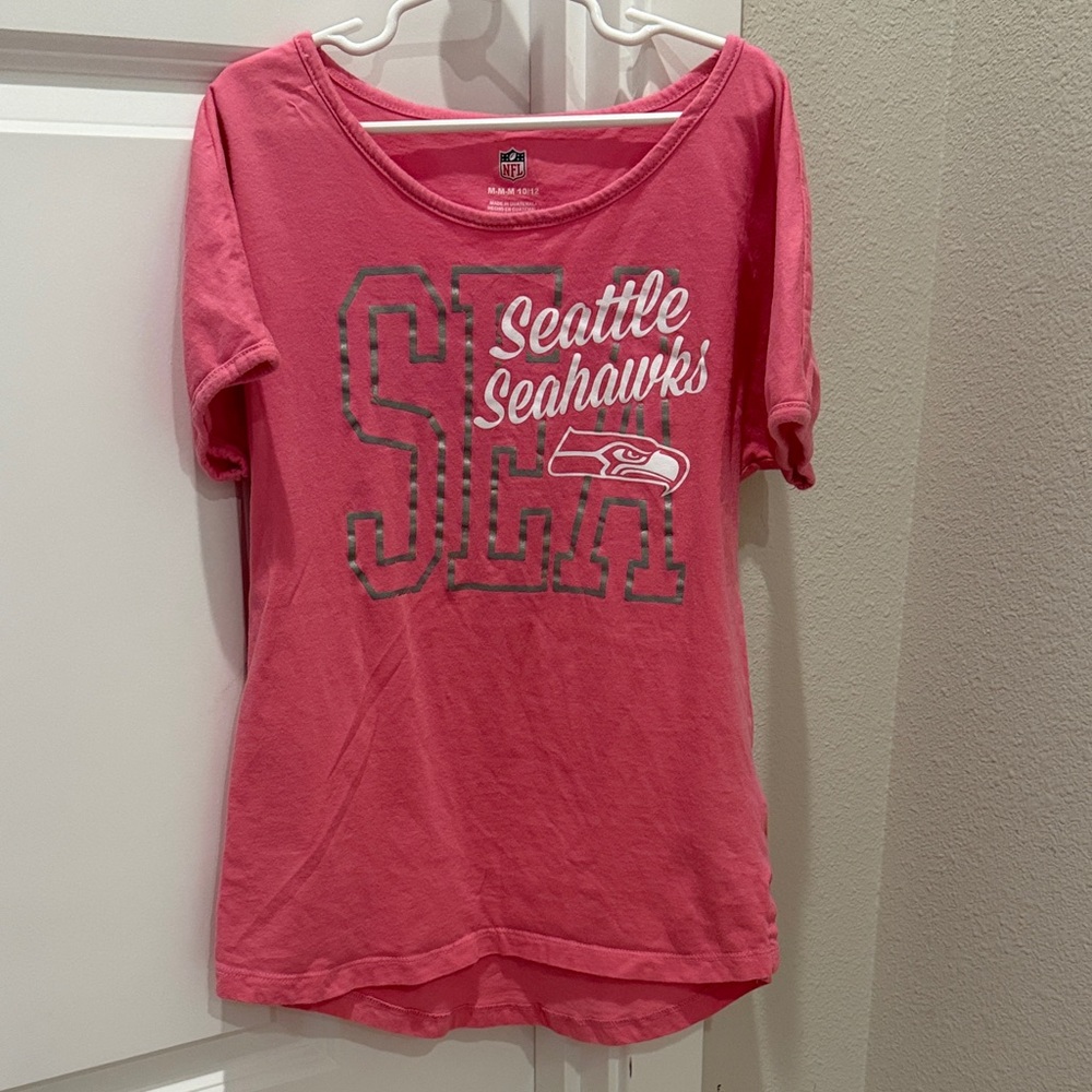 NFL Pink Seattle Seahawks Shirt with Silver Accents